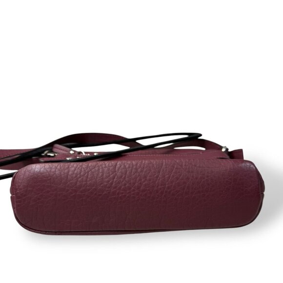 Giani Bernini Pebble Crossbody Bag Wine Tripple Zip Multi Pocket Adjustable Purs - Picture 14 of 14